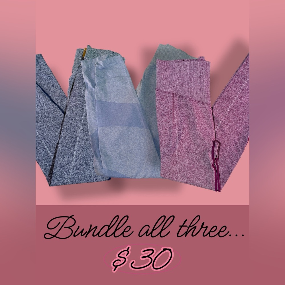 PINK Victoria's Secret Seamless Leggings - Blue, Gray, and Pink